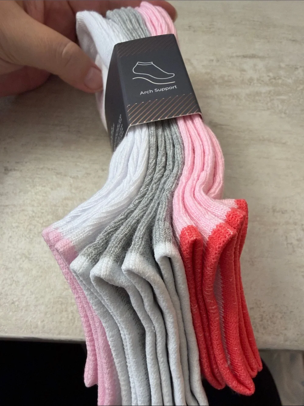 Danskin No-Show Athletic Socks in White, Pink, grey colors with trim